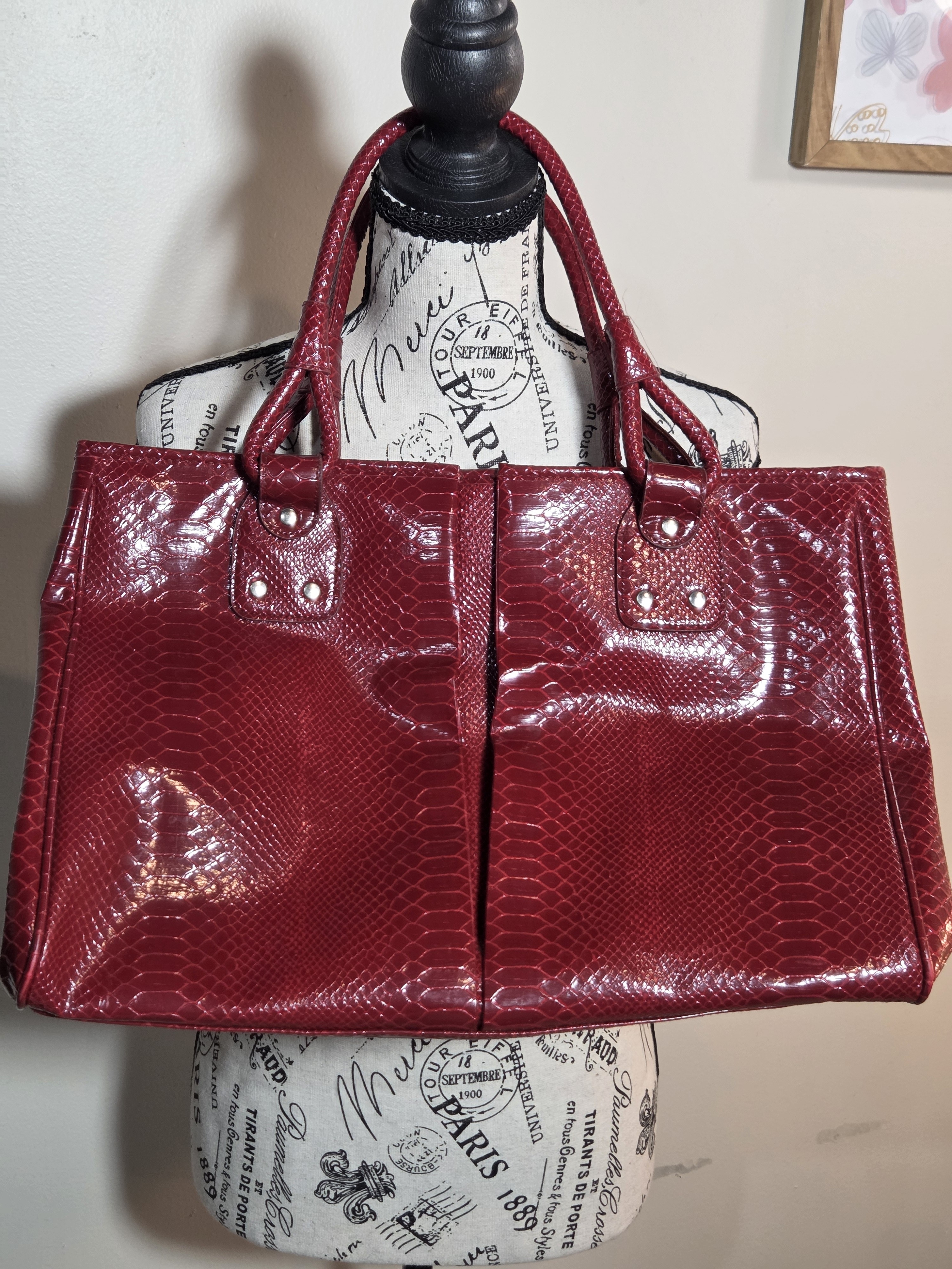 Elizabeth Arden Red Faux-Snake Tote Bag Nwot
